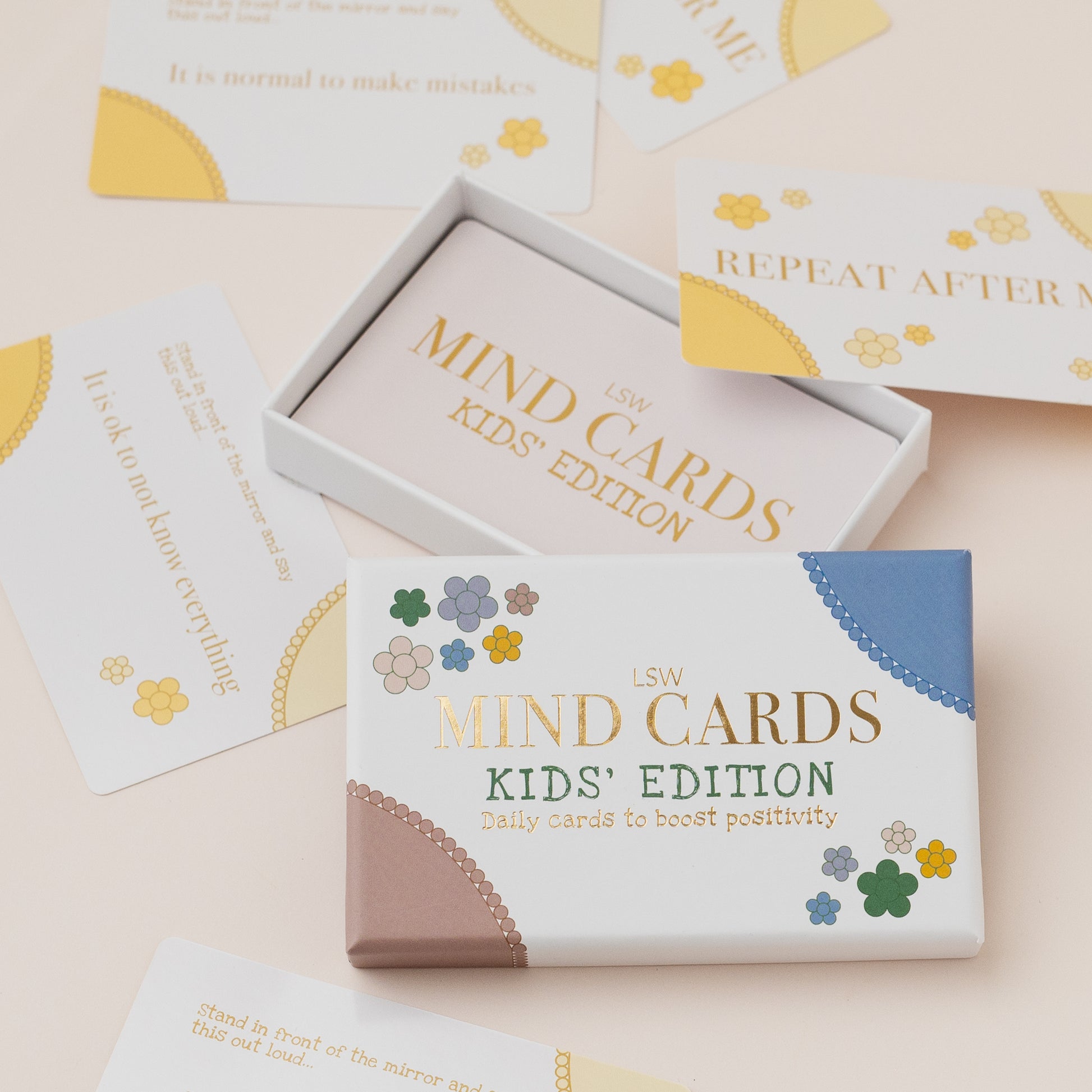 LSW Mind Cards Kids' Edition packaging on a light background